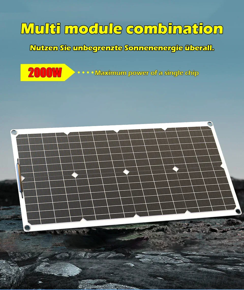 110V220V 6000W Flexible Solar Panel System Kit  12V Battery Charger Controller  Inverter Complete For Home Outdoor Capming