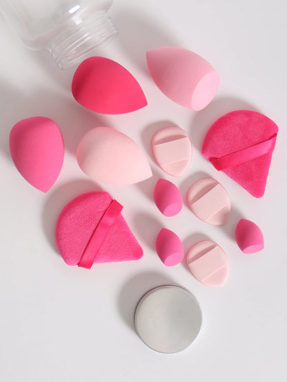 12Pcs Makeup Sponge Set with Storage Jar Latex-Free, Makeup Sponge Finger Puff, Dual-Use Wet & Dry Foundation Cosmetic Puffs