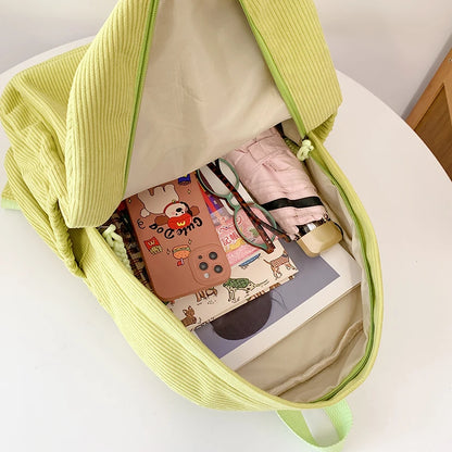 Women Schoolbag Waterproof Large Capacity School Backpack Smooth Zipper Solid Color Teens Girl Casual Daypack Bag Student Supply