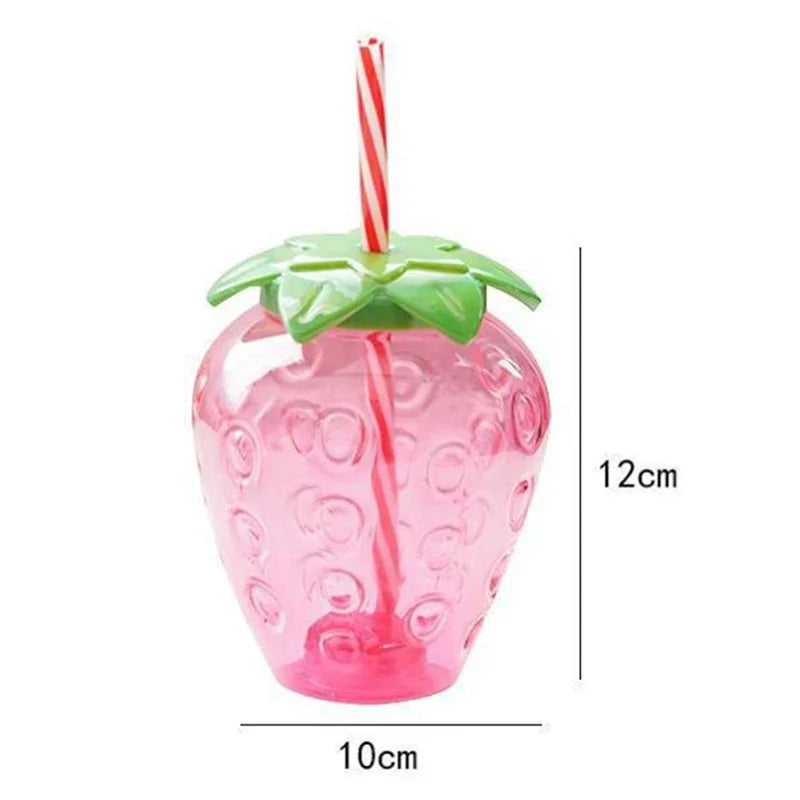 500ml Summer Creative Strawberry Straw Cup, Portable Water Bottle for Milk Coffee, Home Camping Bottle
