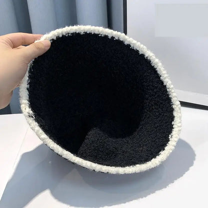 COKK Bucket Hat Women Winter Knitted Casual Keep Warm Fishing Hat Female Thick Warm Fashion Design Korean Winter Cap Gorro New