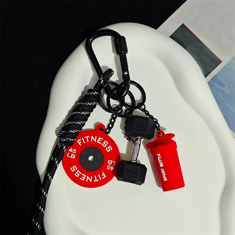 Fitness Keychain Gym Lover Barbell Key chain Weightlifting Keyring Silicone Weight Plate Gym Gifts Workout Gifts Bag Charm Backp