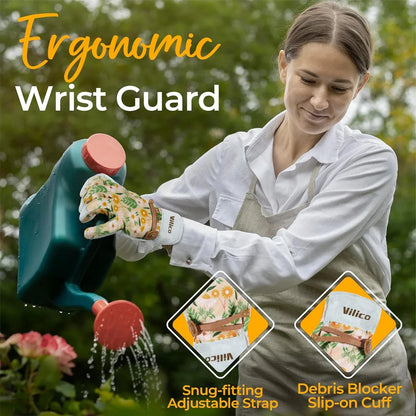 Vilico ladies' gardening gloves, breathable ladies' leather garden garden gloves, the best gift for gardeners