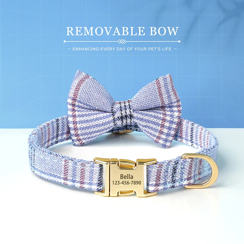 Personalized Dog Collar Cute Bowtie Puppy Cat Free Engraving Pet Buckle Collar For Small Medium Dogs Cats Chihuahua Yorkshire