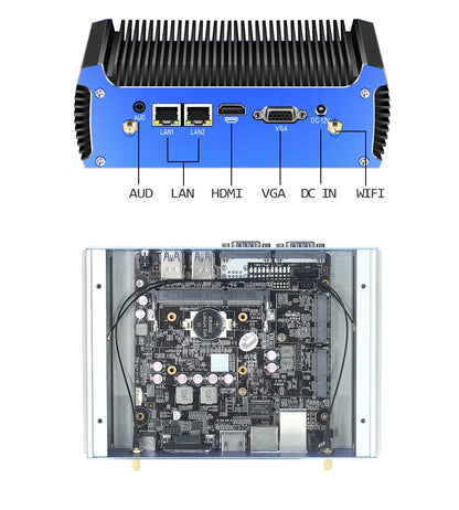 Fanless Industrial Mini PC Dual LAN 2*COM RS232 Core i5 5200U i3 5005U Celeron 2955U DDR3L WIFI Support Linux Ubuntu Computer