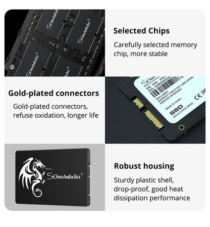 SomnAmbulist SSD 120GB 240GB 480GB 960GB Internal Sata3 Solid State Drive 2.5 128GB 256GB 512GB 1TB 2TB SSD for PC Laptop