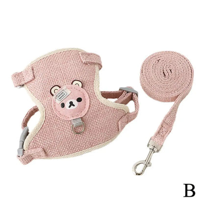 Cat Dog Harness with Lead Leash Adjustable Vest Mesh Breathable Adjustable Chest Harness Outdoor Walking Cat Pet Supplies