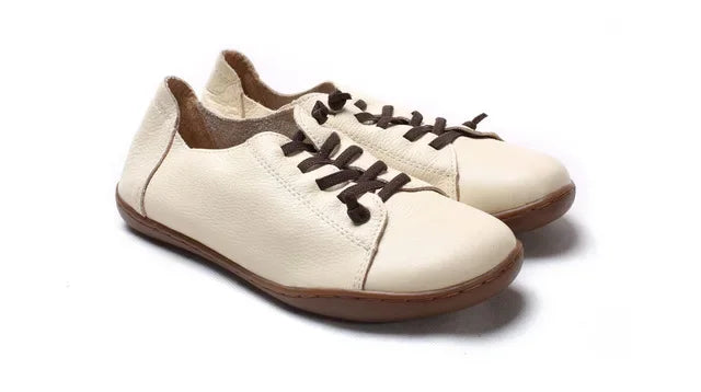 MVVJKE Women Shoes Flat 100% Authentic Leather Plain toe Lace up Ladies Shoes Flats Woman Moccasins Female Footwear