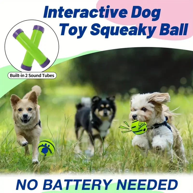 Pet Dog Toy Ball Wobble Wag Giggle Ball Interactive Dog Cat Toy Chew Toy Giggle Sounds Toy When Rolled or Shaken For Pet Dog Fun