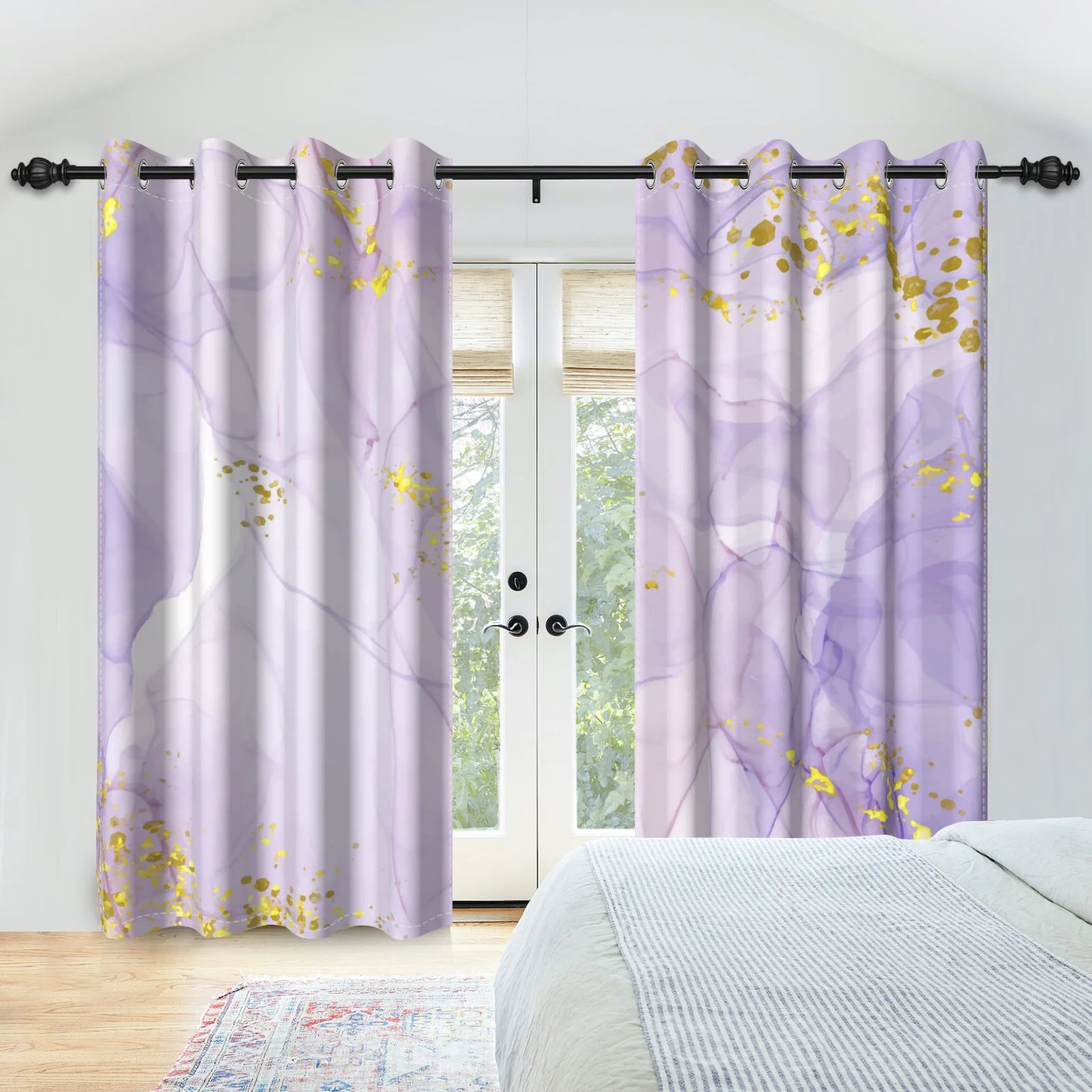 2pcs/set Marble Print Blackout Curtain Modern Window Drapes Blue Gold Pink Thermal Insulated Living Room Bedroom Home Decoration