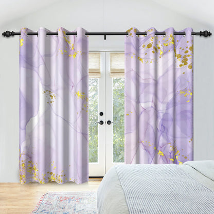 2pcs/set Marble Print Blackout Curtain Modern Window Drapes Blue Gold Pink Thermal Insulated Living Room Bedroom Home Decoration