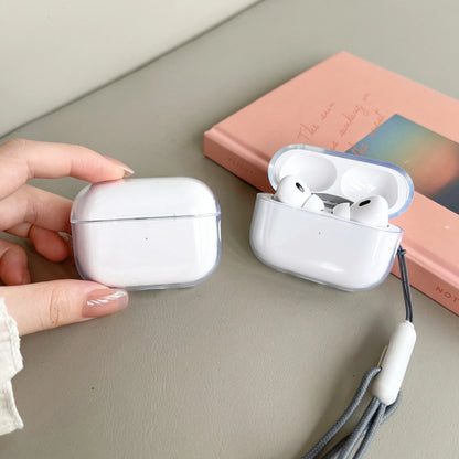 For Airpods 4 3 2 1 Pro Pro2 Pro 3 Soft TPU Earphone Case with Lanyard  Transparent Shockproof Cover Headphone Accessories