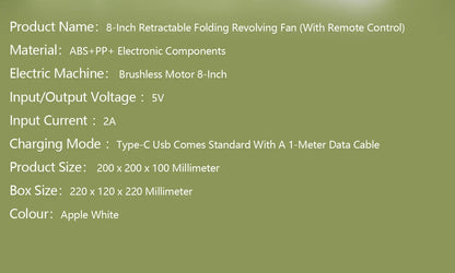 Portable Oscillating Standing Fan with Remote Controller Foldable Desk Fan Rechargeable Battery Powered Pedestal Fan for Camping