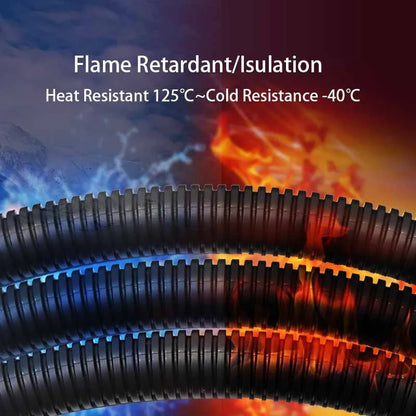 1/5/10M Black PP Insulated Corrugated Pipe AD7.5mm-34.5mm Wire Hose Threading Hose Plastic Corrugated Pipe Protective Sleeve