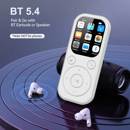 2026 New 1.8 inch Slim MP3 Player Bluetooth 5.4 — Portable Walkman, Compatible eBook Recording FM Radio Music Player