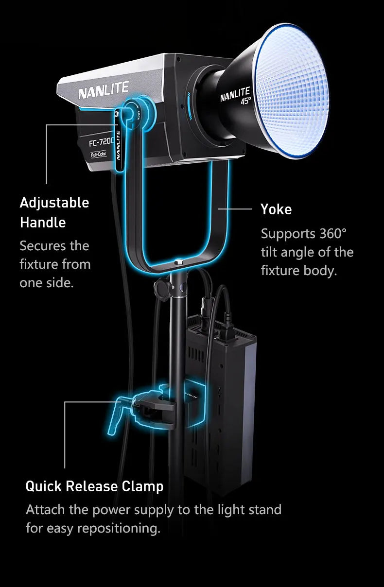 Nanlite FC-720B FC-720C Bowens Mount Video COB Fill Lighting Smart APP Control Bi-color / RGB 2 Version Available for Filmmaking