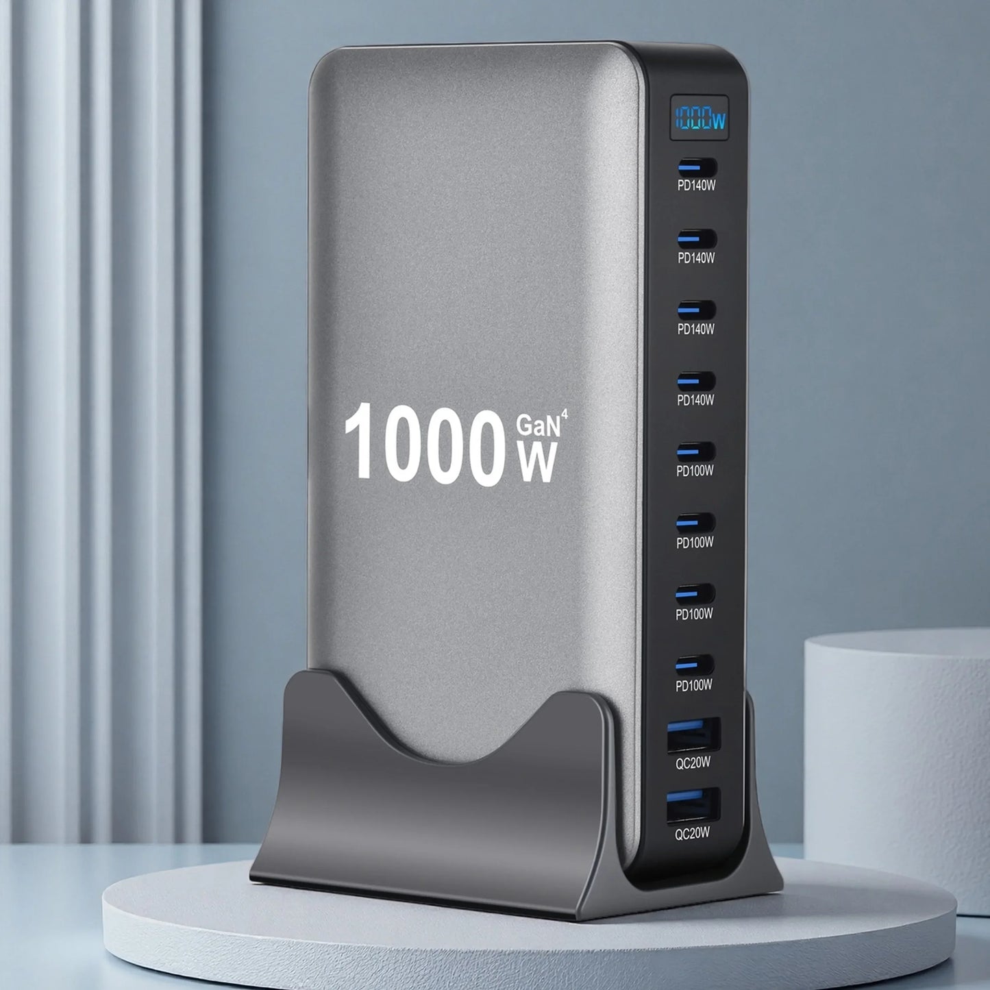 New 1000W GaN USB Type C Charger PD3.1 PPS 10-Port Desktop Fast Charging Station Adapter for Tablets & Mobile Dropshipping