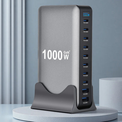New 1000W GaN USB Type C Charger PD3.1 PPS 10-Port Desktop Fast Charging Station Adapter for Tablets & Mobile Dropshipping