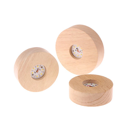 1PC Battery Operated 8/10cm Round Wooden LED Light Dispaly Base Stand Holder Table Night Lamp Base Crystal Glass Art Ornaments