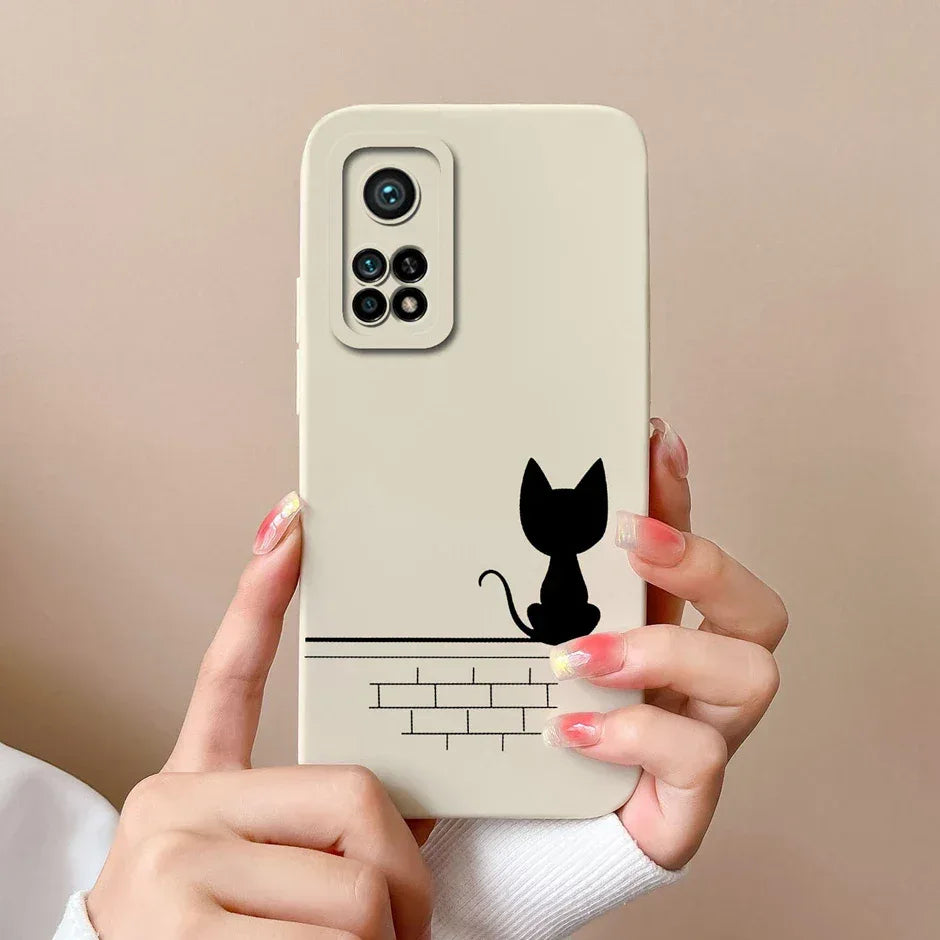 For Xiaomi Mi 10T 5G Phone Case Matte Liquid Silicone Shell For Xiaomi Mi 10T Pro 5G Cute Cat Cartoons Ultrathin Fashion Fundas