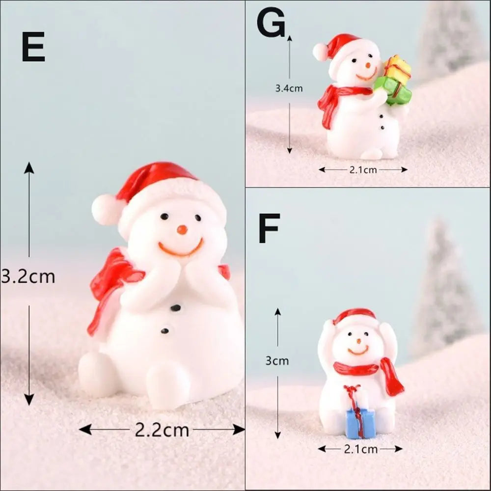Gift Box Snowman Terrarium Dollhouse Fairy Garden Figures Micro Landscape Ornaments Figurines Christmas Miniature