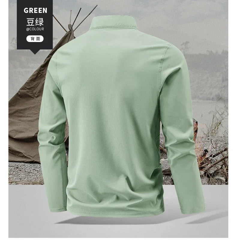 Quick Dry Men's Polo Shirt Stand Collar Pullover Male Long Sleeve Half Zipper Spring Big Size Plus Large 6XL 7XL 8XL Sport Golf