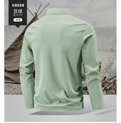 Quick Dry Men's Polo Shirt Stand Collar Pullover Male Long Sleeve Half Zipper Spring Big Size Plus Large 6XL 7XL 8XL Sport Golf