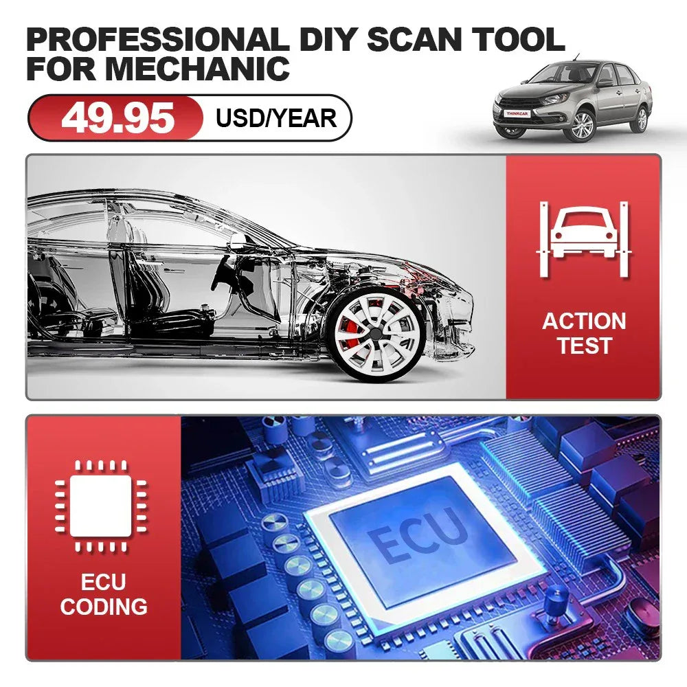THINKCAR THINKTOOL MINI 2 CANFD Auto Car  Diagnostic Tools Obd2 Scanner Bi-directional Scan Tool 28 Resets Full System Diagnose
