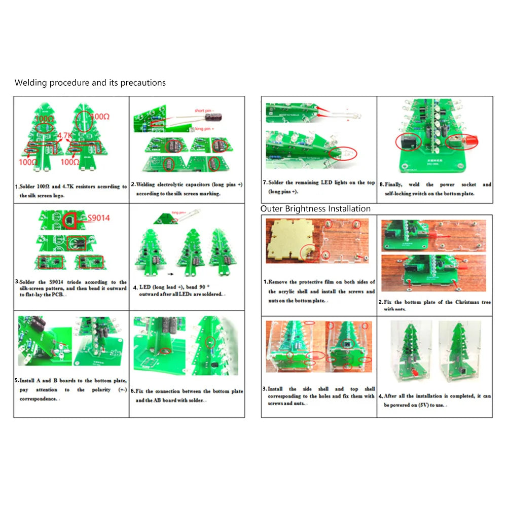 Three-Dimensional 3D Christmas Tree LED DIY Kit Colorful LED Flash Circuit Kit Electronic Fun Suite