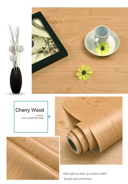 PVC Waterproof Self Adhesive Wallpaper Wall in Rolls Furniture Cabinets Vinyl Decorative Film Wood Grain Stickers For Home Decor