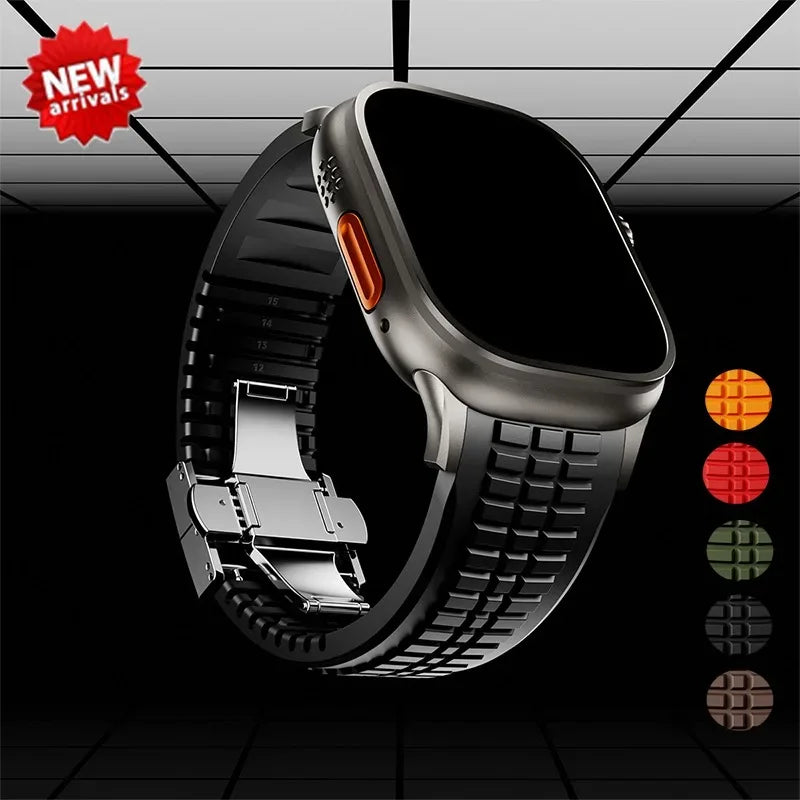 Silicone Band for Apple Watch Ultra 3/2 49mm Strap Men Sport Bracelet for Iwatch 11 10 9 8 7 6 5 Se 46mm 45mm 44mm  Watchband