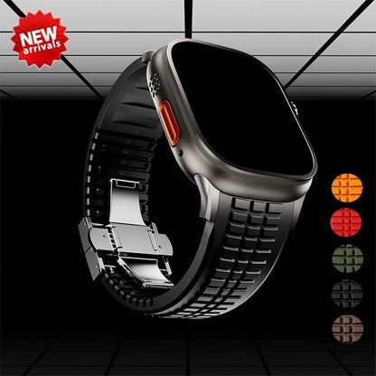 Silicone Band for Apple Watch Ultra 3/2 49mm Strap Men Sport Bracelet for Iwatch 11 10 9 8 7 6 5 Se 46mm 45mm 44mm  Watchband