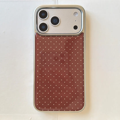Korean INS Polka Dot Pattern Electroplated Silver Phone Case for iphone 17 Promax 17pro 14 15 16 Promax Shockproof Cover Funda