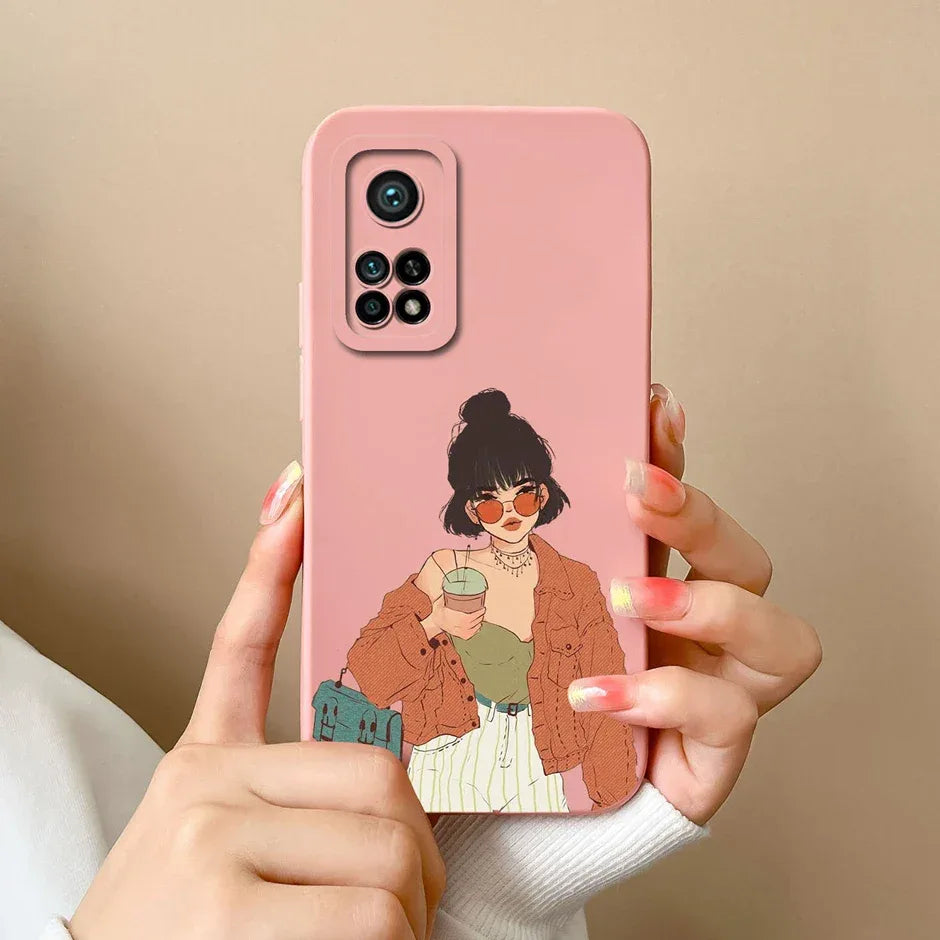 For Xiaomi Mi 10T 5G Phone Case Matte Liquid Silicone Shell For Xiaomi Mi 10T Pro 5G Cute Cat Cartoons Ultrathin Fashion Fundas