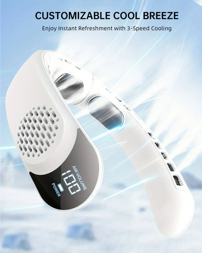 Neck Fan Rechargeable Ice Cooling Personal Air Conditioner, LED Digital Display Mini Fan for Running Cycling Office Home Outdoor