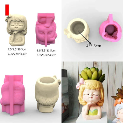 21 Types Nonstick Girls Pen Holder Mold Flower Pot Silicone Mold DIY Crafts Ornament Tool DIY Succulent Planter Mold