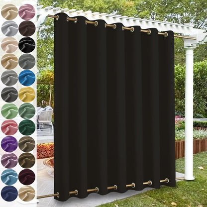 Custom Blackout Curtain Outdoor Waterproof Windproof Curtains Top Bottom Grommets Curtain for Balcony/Garden/Patio/Porch/Pool