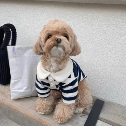 Fashion Striped Collared Dog Shirt Soft Breathable Cooling Vest Pet Hoodie For Puppy Outdoor Activities
