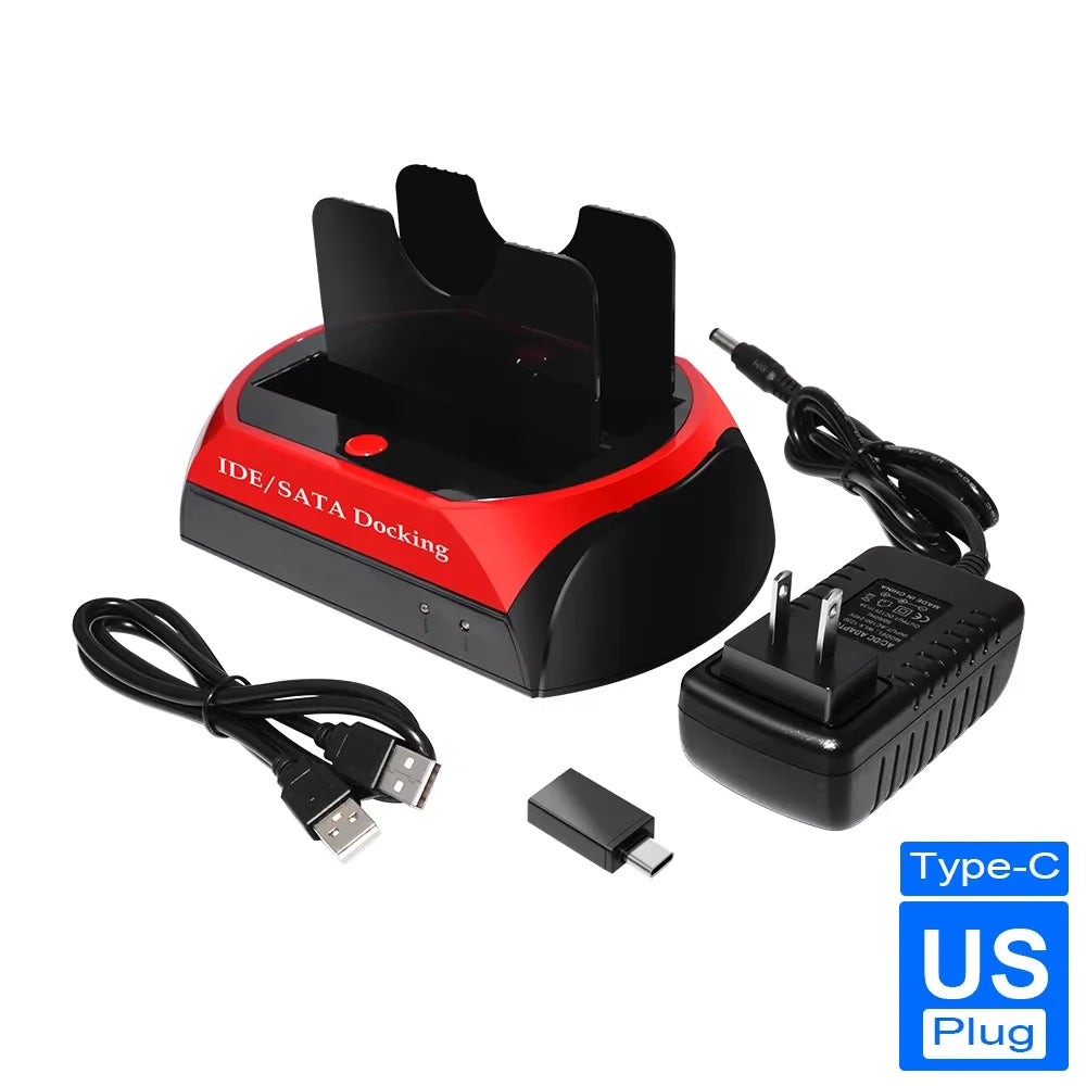 2.5 & 3.5 IDE/SATA Universal Hard Drive Dock - Dual-Disk, Dual-Use Serial & Parallel Ports for Maximum Mobility