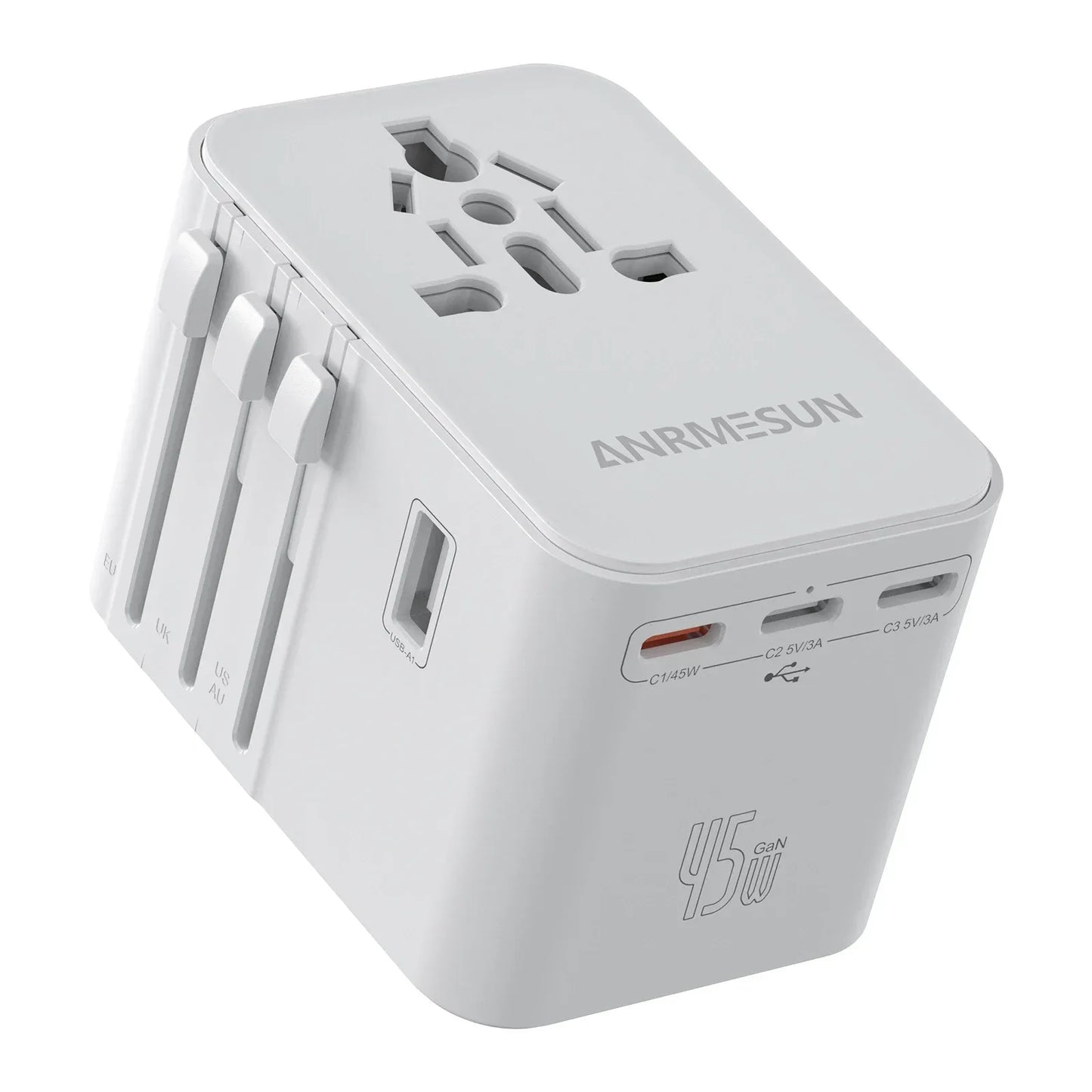 Global Universal Conversion Travel Plug 2 Type-C Sockets EU US AC Power Travel Adapter PD 65w 45w 25w Travel Plug Fast Charging