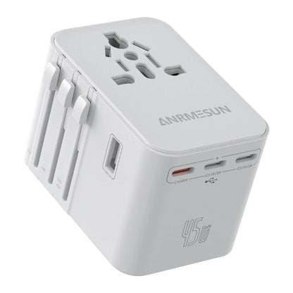 Global Universal Conversion Travel Plug 2 Type-C Sockets EU US AC Power Travel Adapter PD 65w 45w 25w Travel Plug Fast Charging