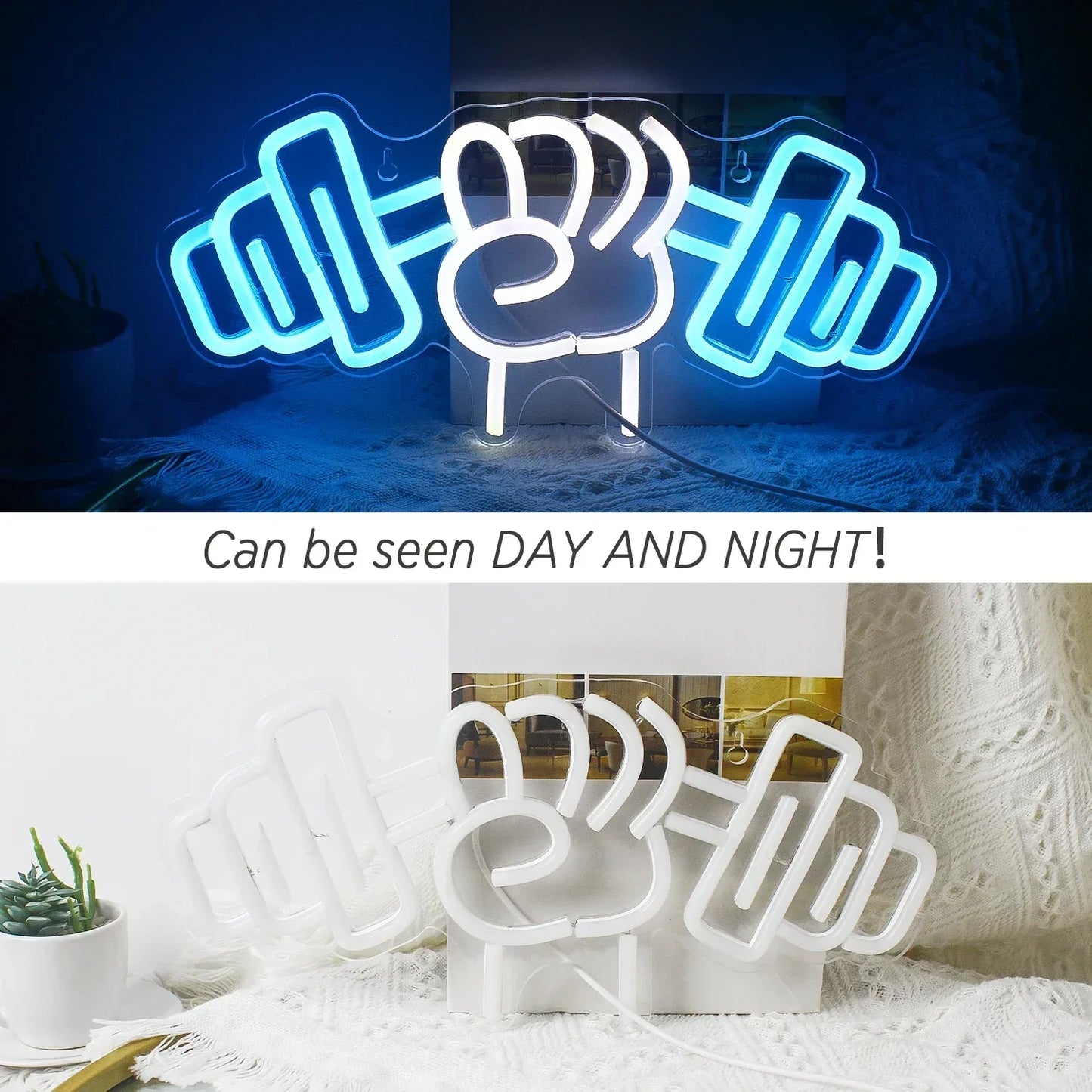 Barbell Fitness Gym Neon Sign Dumbbell LED Neon Ligh Wall Decoration For Workout Room Sport Club Weightlifting Christmas Gift