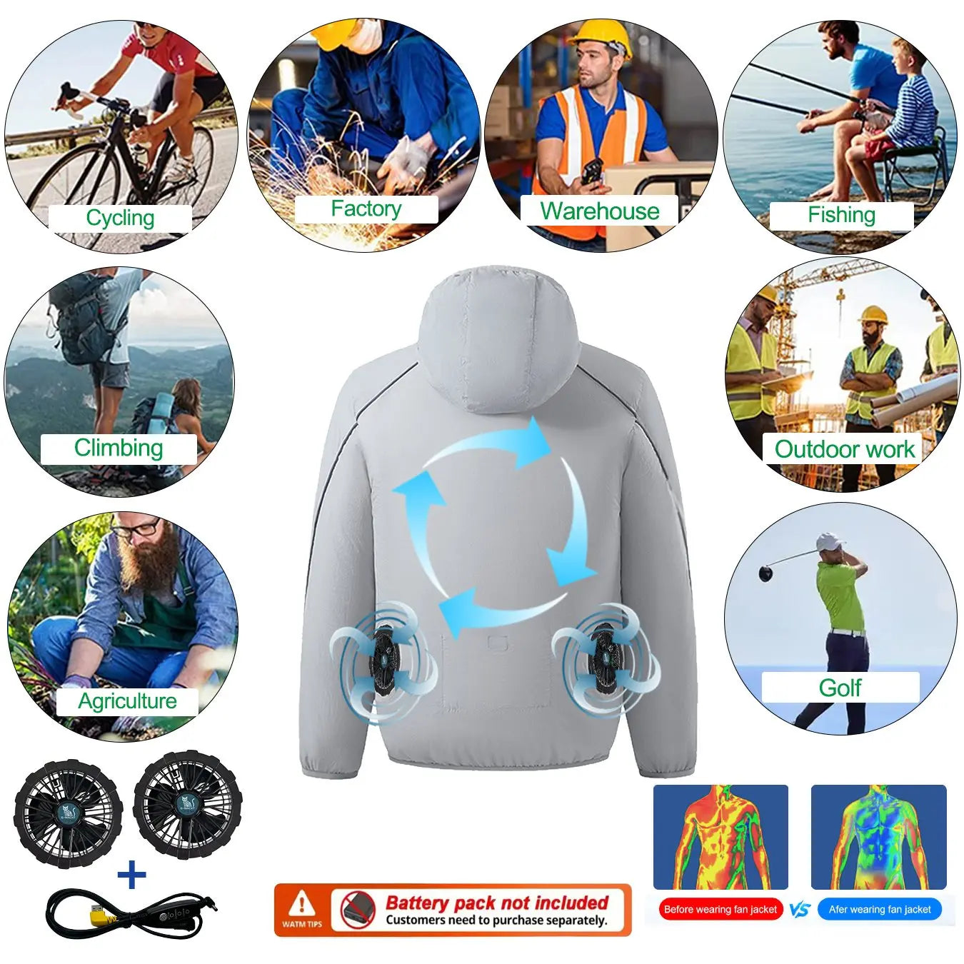 Summer Cooling Vest For Couples Breathable Fan Air Conditioner Jacket Sleeveless Heat Resistant Outdoor Workwear