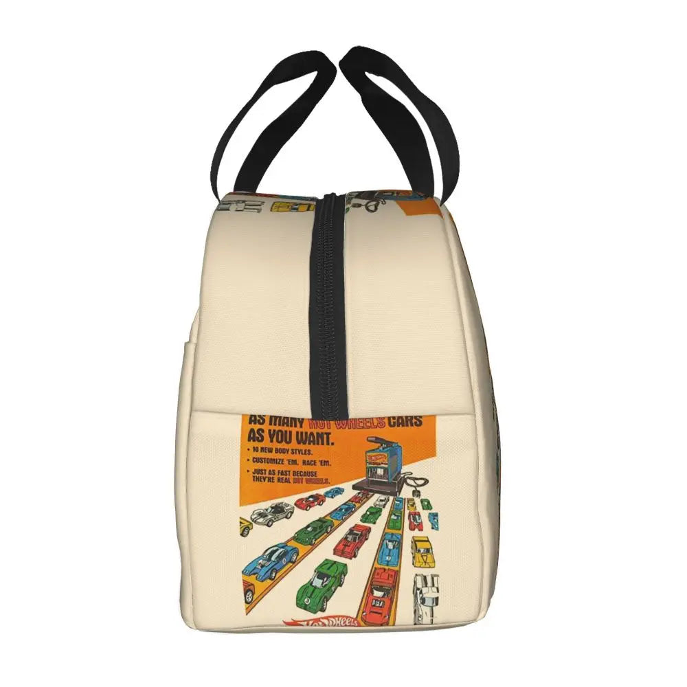 Custom Hot Wheels For Fans Thermal Insulated Lunch Bag Cartoon Sport Car Portable Lunch Container Travel Multifunction Food Box