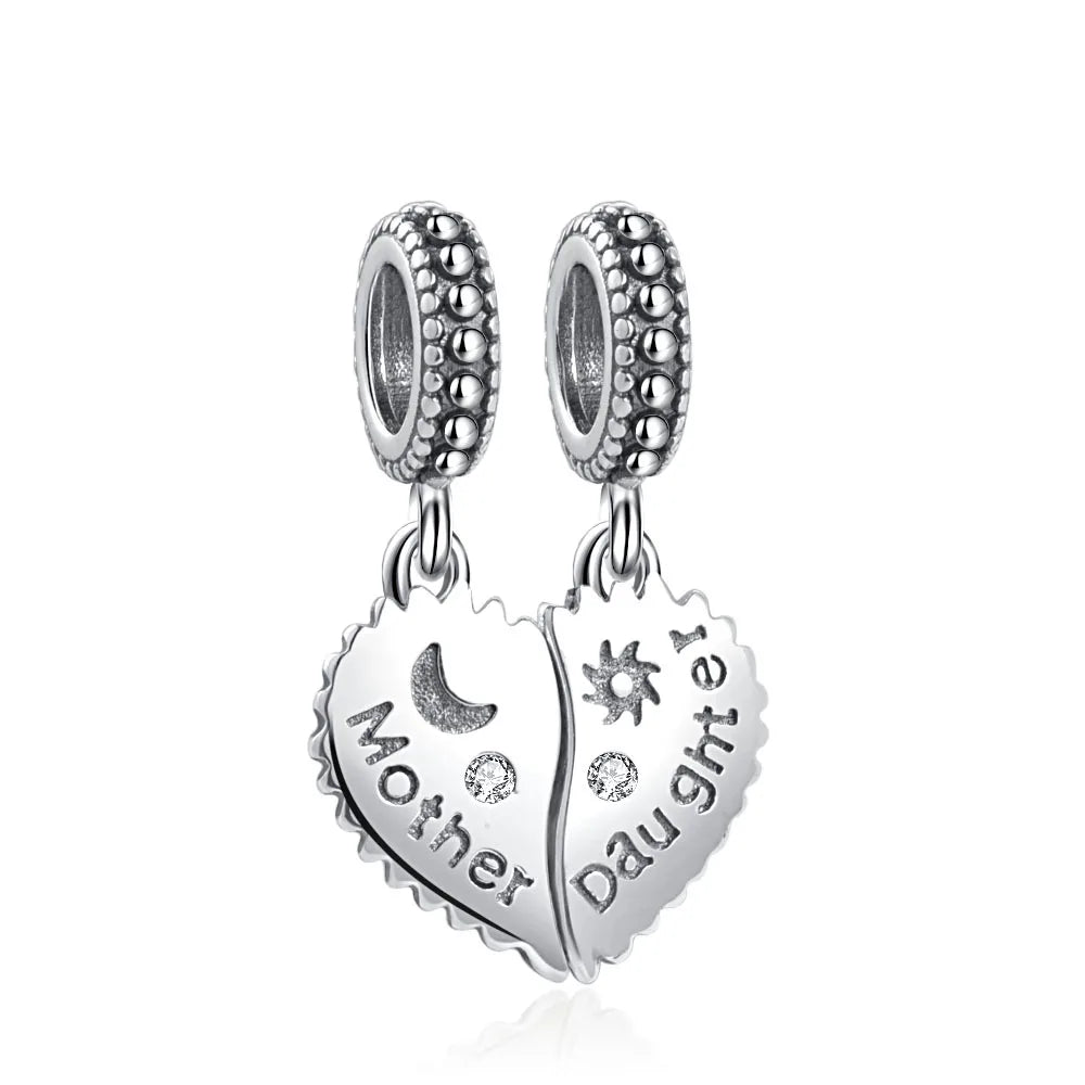 New 925 Silver Mother's Day Love Daughter Charms Beads Fit Original Bracelet DIY Jewelry For Women Gift