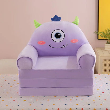 Three-layer folding children's small sofa cartoon kindergarten baby seat stool plush toy lazy sofa removable