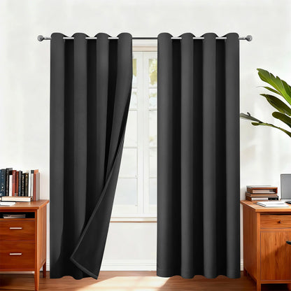Blackout Thermal Curtains for Bedroom Drop Eyelet Curtains for Living Room Weave Textured Light Blocking Window Curtain Drapes
