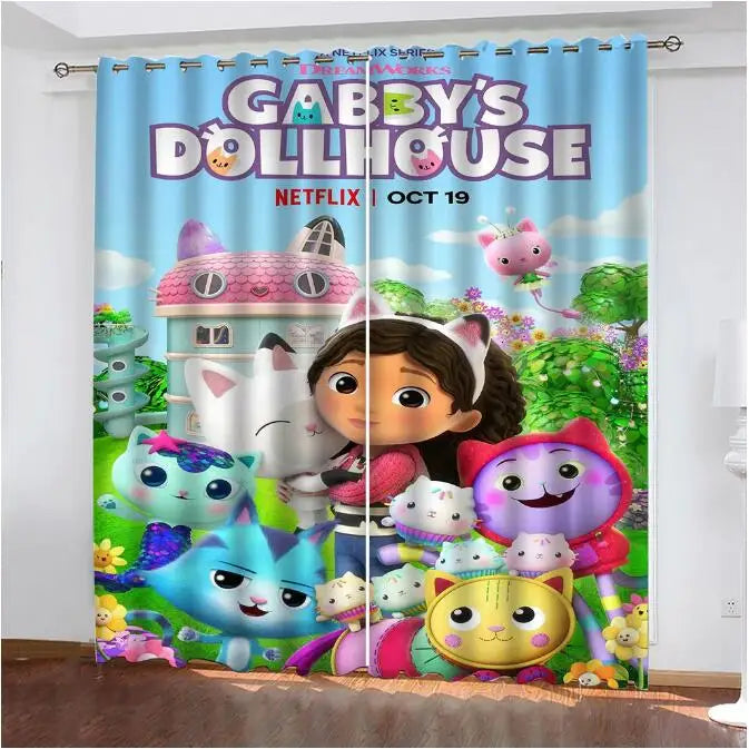Gabby Doll house 3D Printed Blackout Curtain for Kids Adults Bedroom Home Decor