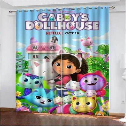Gabby Doll house 3D Printed Blackout Curtain for Kids Adults Bedroom Home Decor