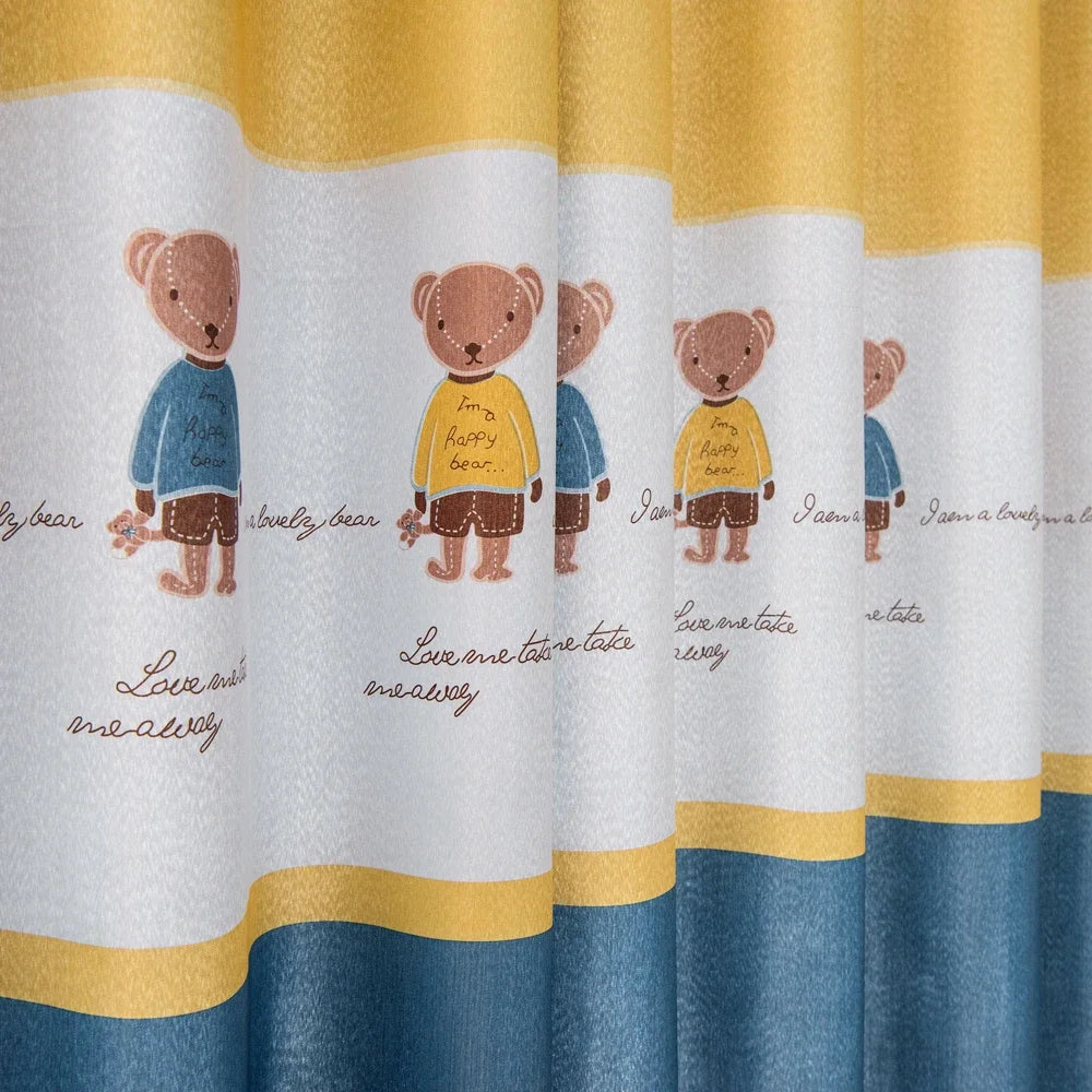 Ahoyikaa Cartoon Little Bear Blackout Curtain For Kids Room Children Curtains For Baby Boys Child Bedroom Living Room Window